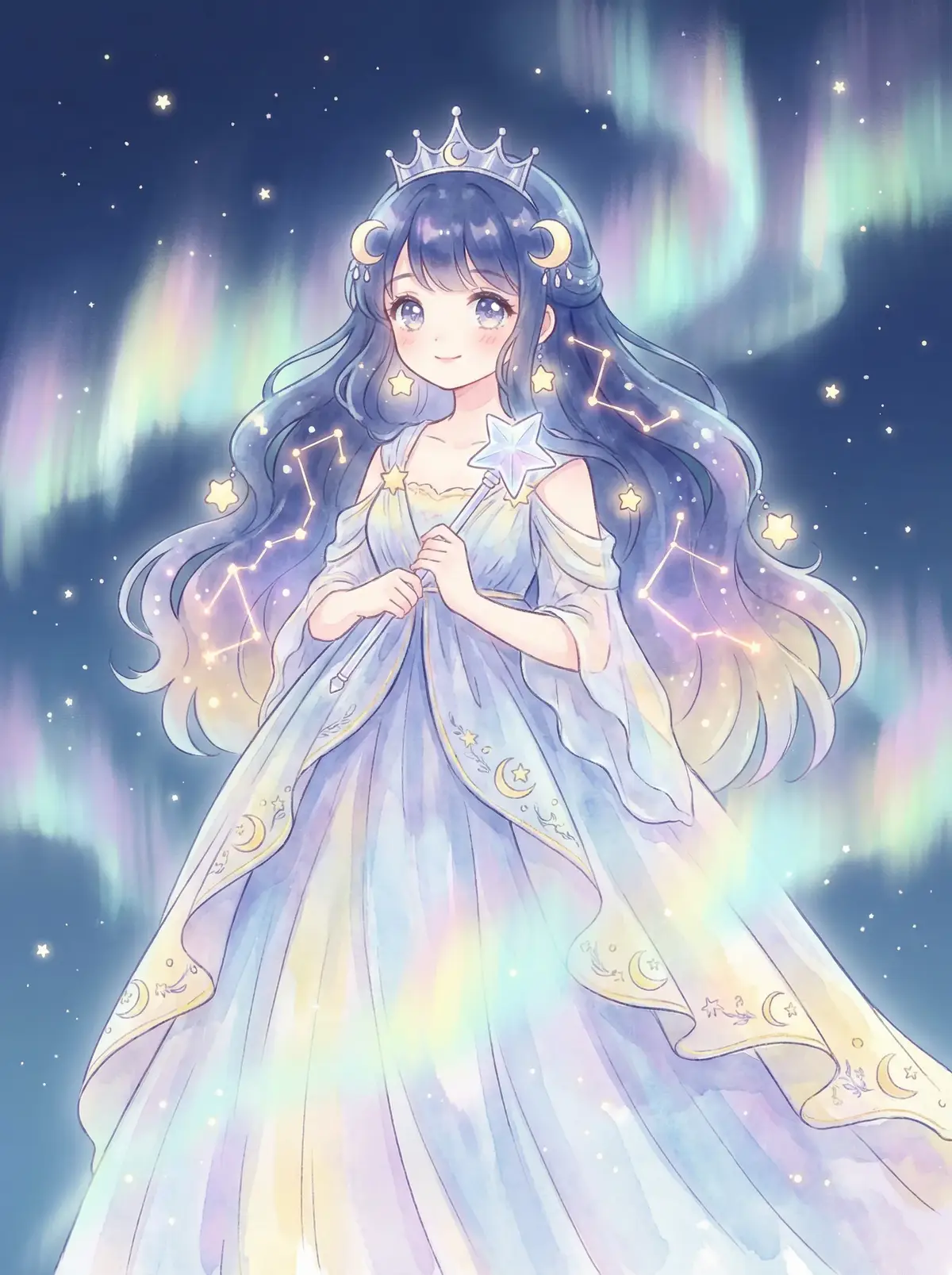 stars-220 - 星辰公主希尔角色设定图，手持星光权杖